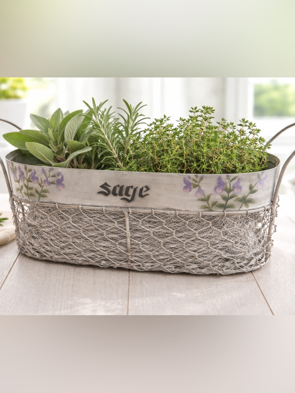 Vintage Farmhouse “Sage” Metal Basket